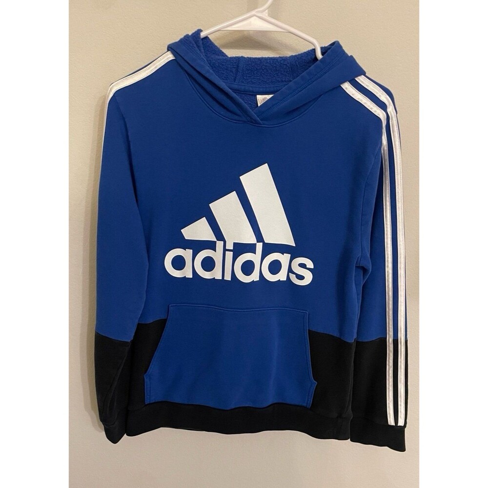 Blue Adidas Boy Girl Sweatshirt Hoodie, Size Youth Large, Size 14-16